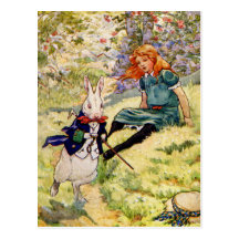 ALICE ET LE LAPIN BLANC CARTE POSTALE