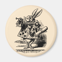 Alice vintage au pays des merveilles, héraut blanc aimant pour réfrigérateur