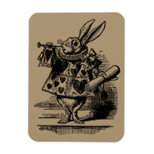 Alice vintage au pays des merveilles, héraut blanc magnets rectangulaires