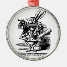 Alice vintage au pays des merveilles, héraut blanc ornements de noël