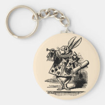Alice vintage au pays des merveilles, héraut blanc porte-clés