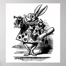 Alice vintage au pays des merveilles, héraut blanc poster