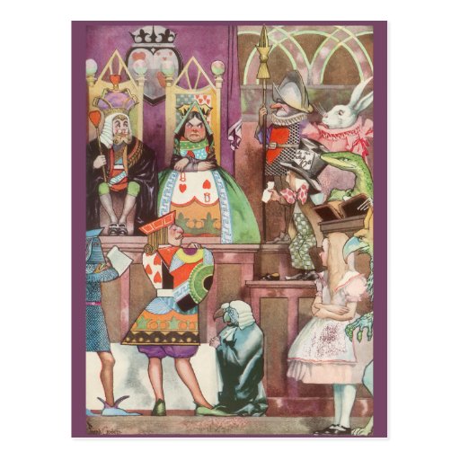 Alice vintage au pays des merveilles, reine des co carte postale