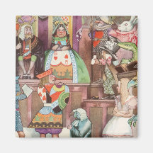 Alice vintage au pays des merveilles, reine des co aimants pour réfrigérateur