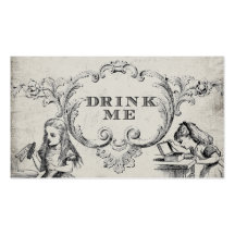 Alice vintage dans des cartes de boissons de maria modèle de carte de visite