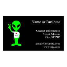 Alien aime terre de vert "je" cartes de visite professionnelles