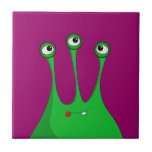 Alien vert de bande dessinée carreaux en céramique