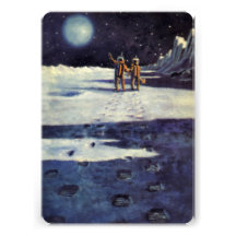 Aliens vintages de la science-fiction sur la lune carton d'invitation
