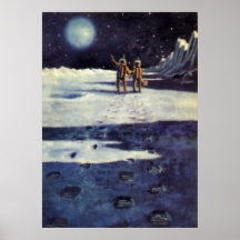 Aliens vintages de la science-fiction sur la lune posters