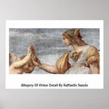 Allégorie de détail de vertu par Raffaello Sanzio Poster