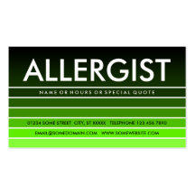 ALLERGOLOGISTE vert d'échantillon Cartes De Visite Personnelles