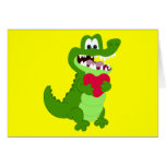 Alligator dans l'amour cartes de vœux
