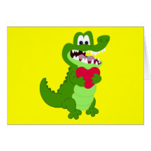 Alligator dans l'amour cartes de vœux