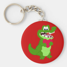 Alligator dans l'amour porte-clé