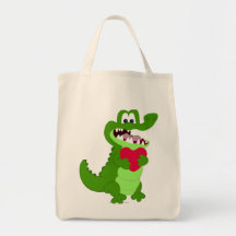 Alligator dans l'amour sacs en toile