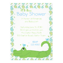 Alligator et oiseaux bleus invitations