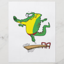 alligator plongeant outre de la bande dessinée de  prospectus en couleur