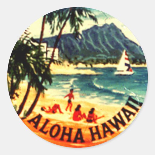 Aloha Hawaï Autocollant Rond