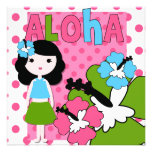 Aloha invitation d'anniversaire (fille de cheveux 