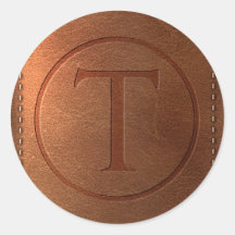 alphabet cuir lettre T Adhésifs Ronds