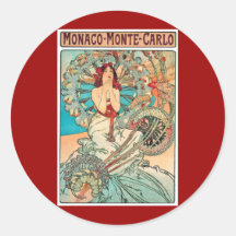 Alphonse Mucha Monaco, Monte Carlo, 1897 Autocollant