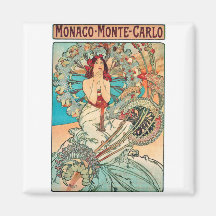 Alphonse Mucha Monaco, Monte Carlo, 1897 Aimant Pour Réfrigérateur