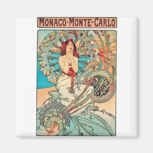 Alphonse Mucha Monaco, Monte Carlo, 1897 Aimant Pour Réfrigérateur