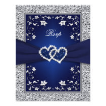 Aluminium floral argenté de FAUX de coeurs de mari invitations