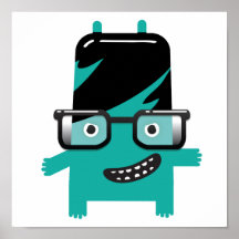 ami idiot de monstre de geek grands verres posters