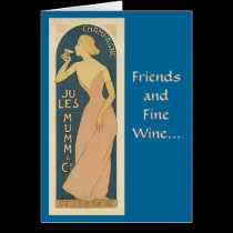Amis et carte de voeux de vin fin cartes