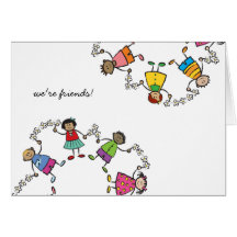 Amis heureux mignons d'enfants de bande dessinée a cartes