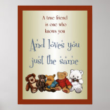 Amitié vraie : Nounours, jouets bourrés : Art Affiche