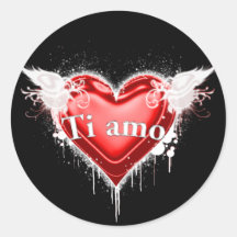 AMO de Ti (je t'aime) Autocollant Rond