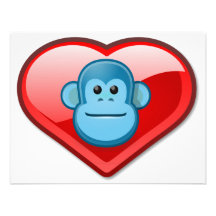 Amour bleu de singe invitations personnalisées