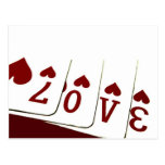 Amour dans des cartes de jeu de coeur carte postale