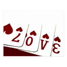 Amour dans des cartes de jeu de coeur carte postale