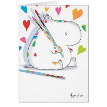 Amour d'ARTISTE d'HIPPOPOTAME Carte De Vœux