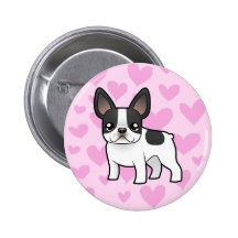 Amour de bouledogue français badges avec agrafe