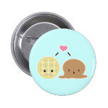 amour de crème glacée de gaufre et badge avec épingle