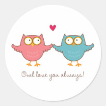 amour de hibou vous autocollant
