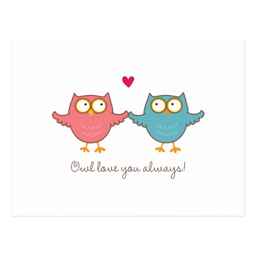 amour de hibou vous cartes postales