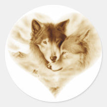 Amour de loup autocollant rond