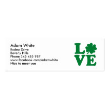 Amour de shamrock modèle de carte de visite