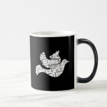 Amour de typographie de mot de colombe dans différ tasse à café