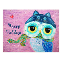 Amour d'hiver bonnes fêtes carte postale