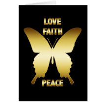 AMOUR D'OR, FOI ET PAPILLON DE PAIX CARTE