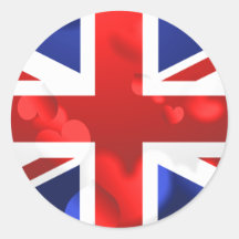 Amour d'Union Jack Autocollant Rond