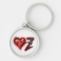 Amour et coeur de blanc de zombis porte-clef