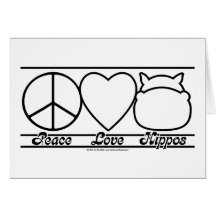 Amour et hippopotames de paix carte