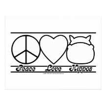 Amour et hippopotames de paix carte postale